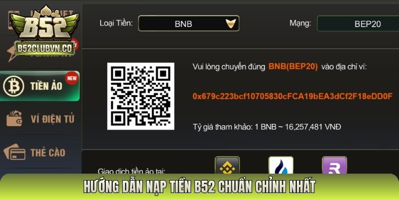 Hướng dẫn nạp tiền B52 chuẩn chỉnh nhất
