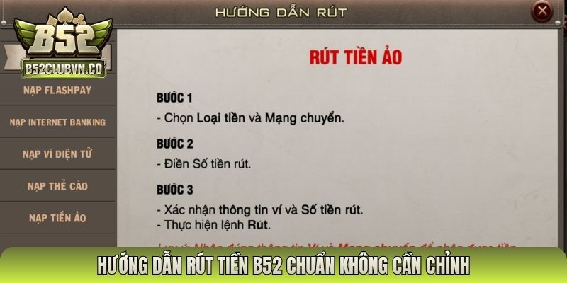 Hướng dẫn rút tiền B52 chuẩn không cần chỉnh